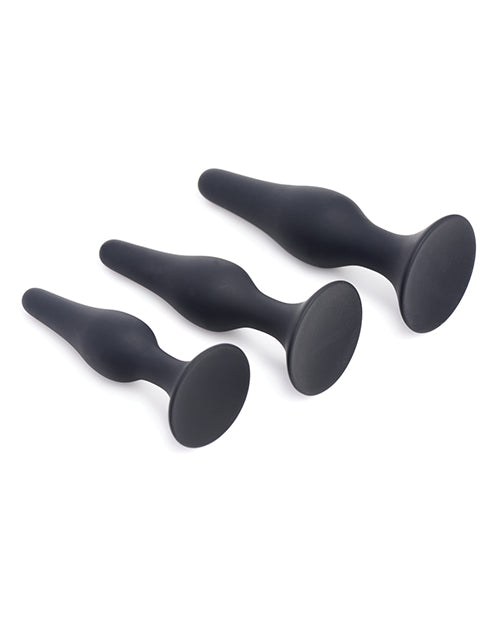 Master Series Triple Tapered Silicone Anal Trainer - Black Set Of 3 - Naughtyaddiction.com