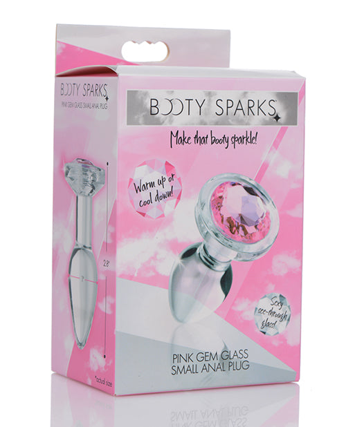 Booty Sparks Pink Gem Glass Anal Plug - Small - Naughtyaddiction.com