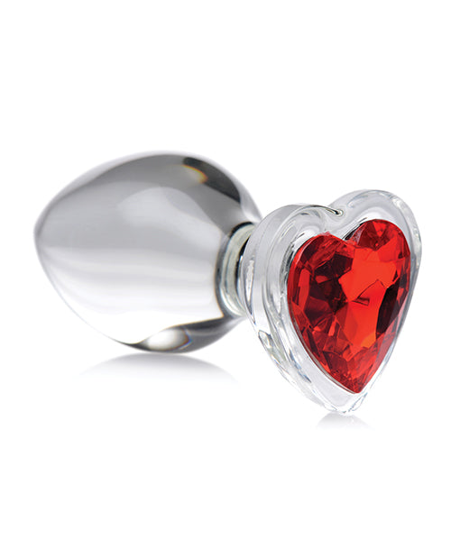 Booty Sparks Red Heart Gem Glass Anal Plug - Large - Naughtyaddiction.com