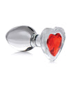 Booty Sparks Red Heart Gem Glass Anal Plug - Medium - Naughtyaddiction.com