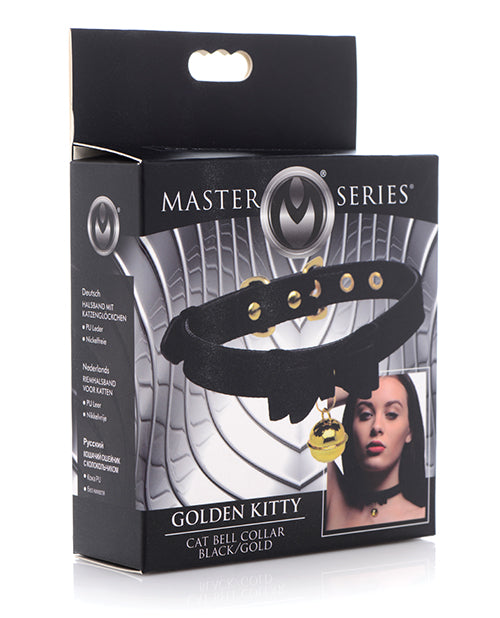 Master Series Golden Kitty Cat Bell Collar - Black-gold - Naughtyaddiction.com