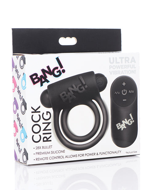 Bang! Vibrating Cock Ring & Bullet W-remote Control - Black - Naughtyaddiction.com