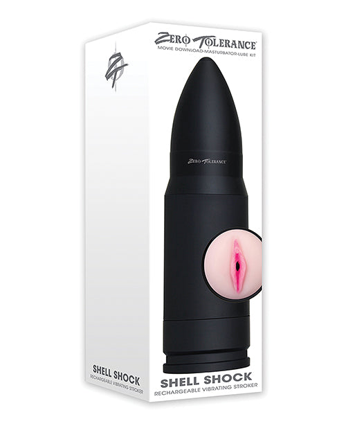 Zero Tolerance Shell Shock Rechargeable Vibrating Stroker - Black-flesh - Naughtyaddiction.com